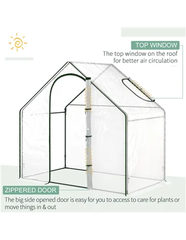 Outsunny Walk In Tomato Greenhouse Garden Outdoor Mini Greenhouse Flower Planter Steel Frame with Zipped Door & Window, PVC Cove