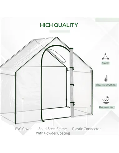 Outsunny Walk In Tomato Greenhouse Garden Outdoor Mini Greenhouse Flower Planter Steel Frame with Zipped Door & Window, PVC Cove