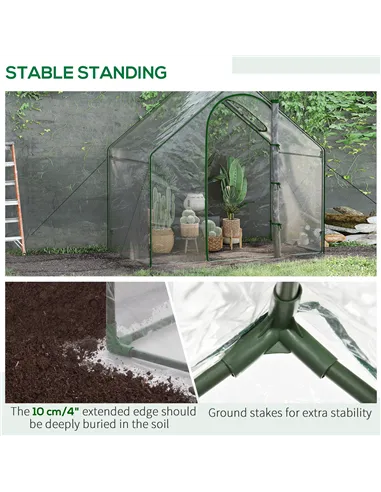 Outsunny Walk In Tomato Greenhouse Garden Outdoor Mini Greenhouse Flower Planter Steel Frame with Zipped Door & Window, PVC Cove