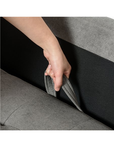 HOMCOM Modern 3 Seater Sofa with Hidden Storage, 169cm Tufted Cotton Couch with Wood Legs, Compact Sofa for Living Room, Grey