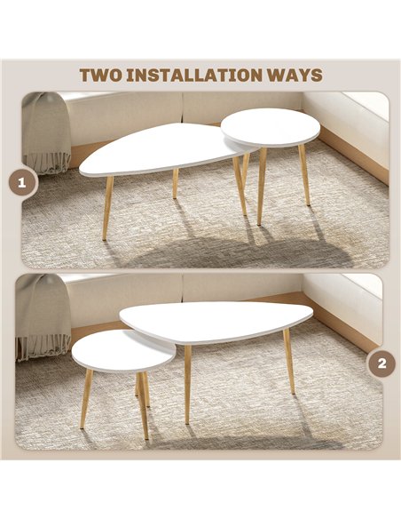 HOMCOM Set of Two Scandinavian-Style Coffee Tables - White