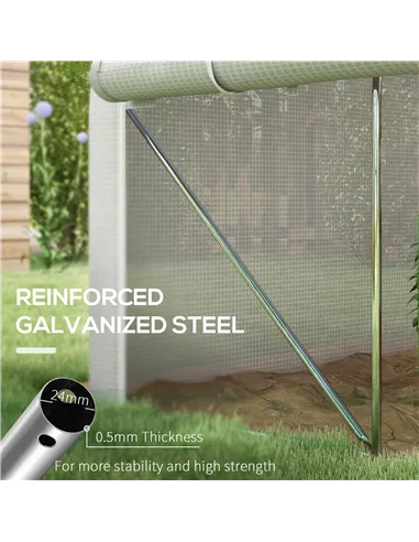 Outsunny 4 x 3(m) Walk-in Polytunnel Greenhouse, Zipped Roll Up Sidewalls, Mesh Door, 8 Mesh Windows, Tunnel Warm House Tent wit