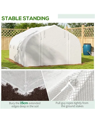 Outsunny 4 x 3(m) Walk-in Polytunnel Greenhouse, Zipped Roll Up Sidewalls, Mesh Door, 8 Mesh Windows, Tunnel Warm House Tent wit