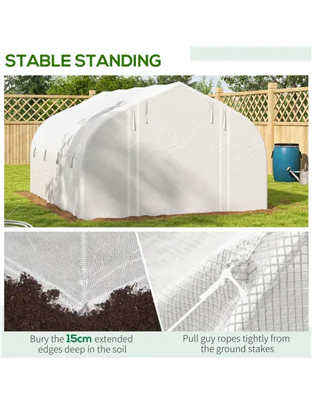 Outsunny 4 x 3(m) Walk-in Polytunnel Greenhouse, Zipped Roll Up Sidewalls, Mesh Door, 8 Mesh Windows, Tunnel Warm House Tent wit
