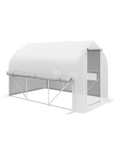 Outsunny 3 x 2(m) Walk-in Polytunnel Greenhouse, Zipped Roll Up Sidewalls, Mesh Door, 6 Mesh Windows, Tunnel Warm House Tent wit