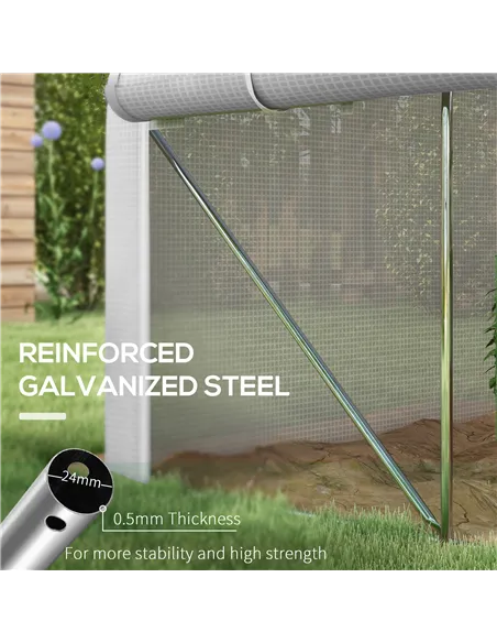 Outsunny 3 x 2(m) Walk-in Polytunnel Greenhouse, Zipped Roll Up Sidewalls, Mesh Door, 6 Mesh Windows, Tunnel Warm House Tent wit