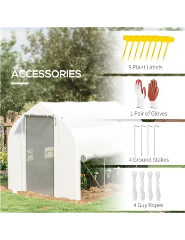 Outsunny 3 x 2(m) Walk-in Polytunnel Greenhouse, Zipped Roll Up Sidewalls, Mesh Door, 6 Mesh Windows, Tunnel Warm House Tent wit
