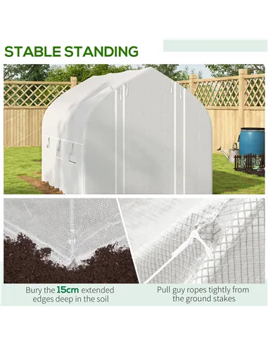 Outsunny 3 x 2(m) Walk-in Polytunnel Greenhouse, Zipped Roll Up Sidewalls, Mesh Door, 6 Mesh Windows, Tunnel Warm House Tent wit