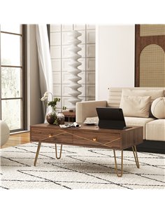 HOMCOM Coffee Table with Storage, Living Room Table with Drawers, Rectangular Tea Table with Steel Base for Home, 100 x 50 x 41  2