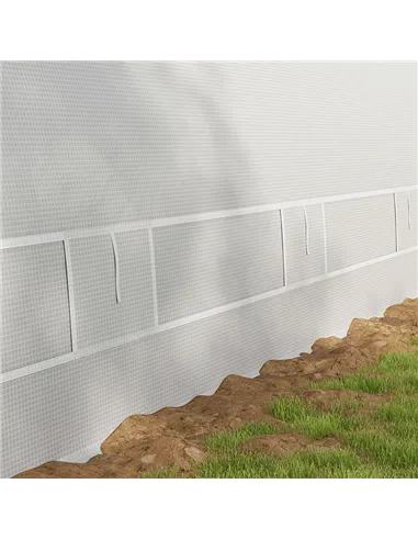 Outsunny 6 x 3(m) Polytunnel Greenhouse with Upgraded Structure, Mesh Door and Windows, 15 Plant Labels, White