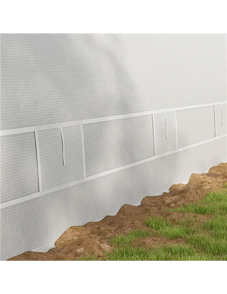 Outsunny 6 x 3(m) Polytunnel Greenhouse with Upgraded Structure, Mesh Door and Windows, 15 Plant Labels, White