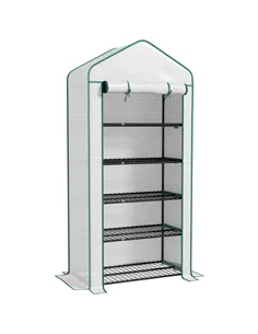 Outsunny 5 Tier Widened Mini Greenhouse with Reinforced PE Cover, Portable Indoor Outdoor Green House with Roll-up Door and Wire