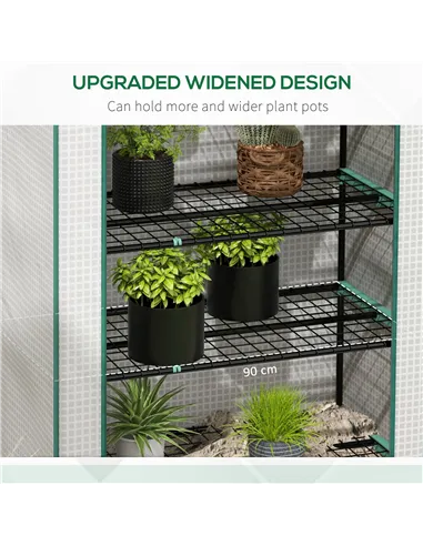Outsunny 5 Tier Widened Mini Greenhouse with Reinforced PE Cover, Portable Indoor Outdoor Green House with Roll-up Door and Wire