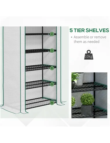 Outsunny 5 Tier Widened Mini Greenhouse with Reinforced PE Cover, Portable Indoor Outdoor Green House with Roll-up Door and Wire