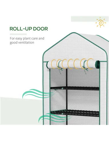Outsunny 5 Tier Widened Mini Greenhouse with Reinforced PE Cover, Portable Indoor Outdoor Green House with Roll-up Door and Wire
