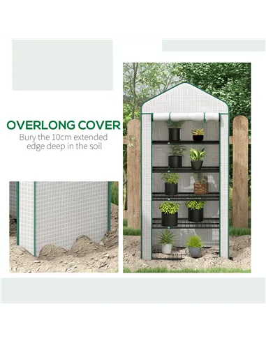 Outsunny 5 Tier Widened Mini Greenhouse with Reinforced PE Cover, Portable Indoor Outdoor Green House with Roll-up Door and Wire
