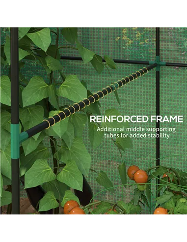 Outsunny Greenhouse, Walk-in Garden Grow House with Roll-up Door and Mesh Windows, 200 x 140 x 200cm, Green