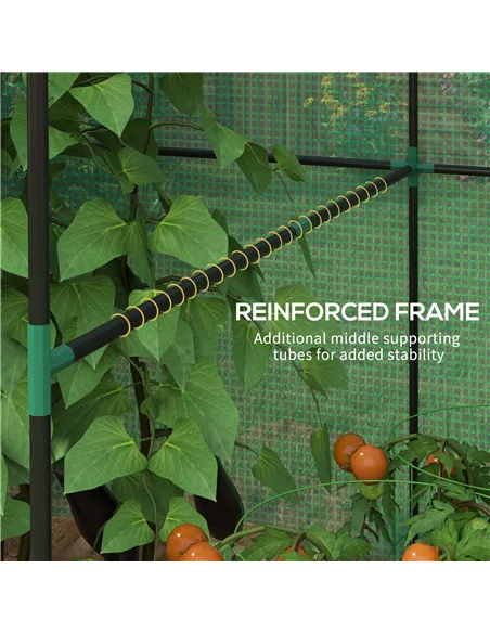 Outsunny Greenhouse, Walk-in Garden Grow House with Roll-up Door and Mesh Windows, 200 x 140 x 200cm, Green