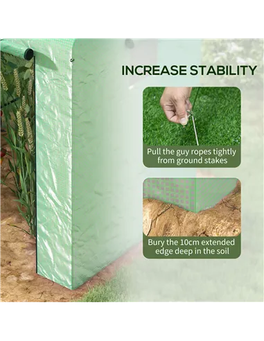 Outsunny Greenhouse, Walk-in Garden Grow House with Roll-up Door and Mesh Windows, 200 x 140 x 200cm, Green