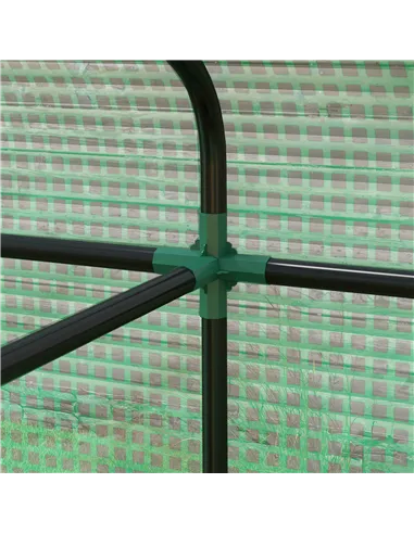 Outsunny Greenhouse, Walk-in Garden Grow House with Roll-up Door and Mesh Windows, 200 x 140 x 200cm, Green
