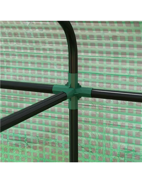 Outsunny Greenhouse, Walk-in Garden Grow House with Roll-up Door and Mesh Windows, 200 x 140 x 200cm, Green