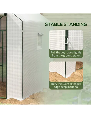 Outsunny Walk-in Greenhouse with 3 Tier 12 Shelves, Small Greenhouse with Reinforced PE Cover, Garden Plant Growhouse with Roll-