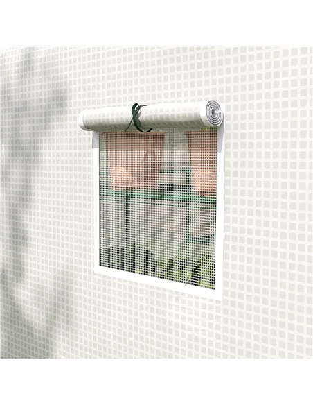 Outsunny Walk-in Greenhouse with 3 Tier 12 Shelves, Small Greenhouse with Reinforced PE Cover, Garden Plant Growhouse with Roll-