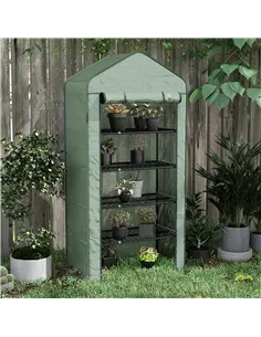 Outsunny 5 Tier Widened Mini Greenhouse with Reinforced PE Cover, Portable Indoor Outdoor Green House with Roll-up Door and Wire 2
