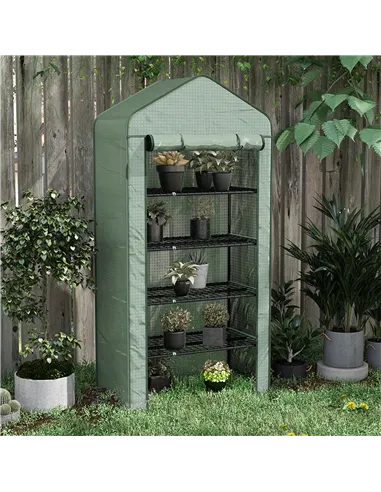 Outsunny 5 Tier Widened Mini Greenhouse with Reinforced PE Cover, Portable Indoor Outdoor Green House with Roll-up Door and Wire