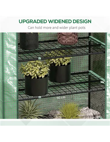 Outsunny 5 Tier Widened Mini Greenhouse with Reinforced PE Cover, Portable Indoor Outdoor Green House with Roll-up Door and Wire