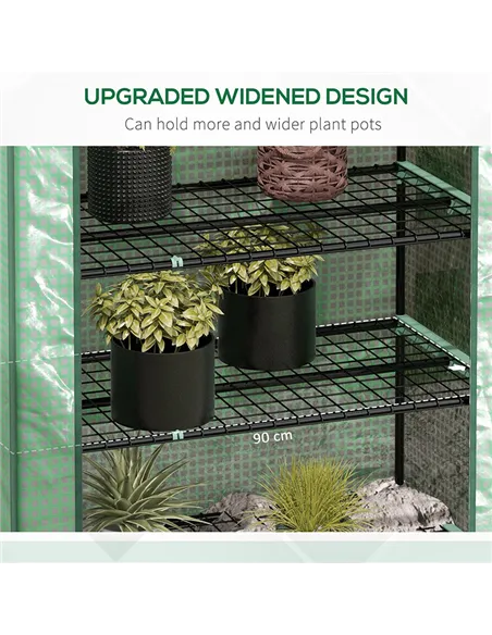 Outsunny 5 Tier Widened Mini Greenhouse with Reinforced PE Cover, Portable Indoor Outdoor Green House with Roll-up Door and Wire