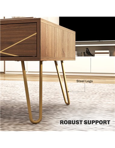 HOMCOM Coffee Table with Storage, Living Room Table with Drawers, Rectangular Tea Table with Steel Base for Home, 100 x 50 x 41 