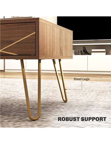 HOMCOM Coffee Table with Storage, Living Room Table with Drawers, Rectangular Tea Table with Steel Base for Home, 100 x 50 x 41 