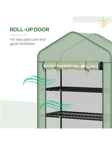 Outsunny 5 Tier Widened Mini Greenhouse with Reinforced PE Cover, Portable Indoor Outdoor Green House with Roll-up Door and Wire