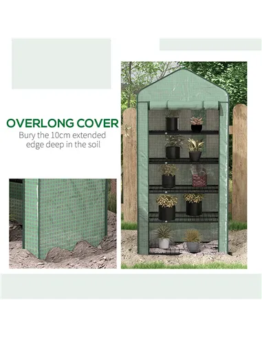 Outsunny 5 Tier Widened Mini Greenhouse with Reinforced PE Cover, Portable Indoor Outdoor Green House with Roll-up Door and Wire