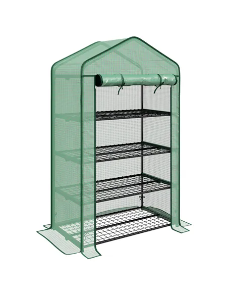 Outsunny Four-Tier Mini Greenhouse, with Reinforced Plastic Cover