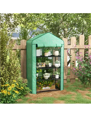 Outsunny Four-Tier Mini Greenhouse, with Reinforced Plastic Cover