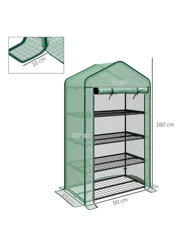 Outsunny Four-Tier Mini Greenhouse, with Reinforced Plastic Cover
