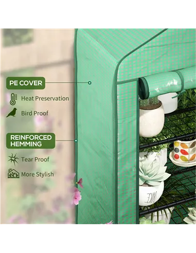 Outsunny Four-Tier Mini Greenhouse, with Reinforced Plastic Cover