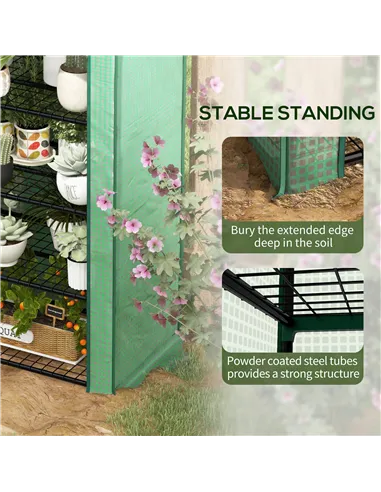 Outsunny Four-Tier Mini Greenhouse, with Reinforced Plastic Cover