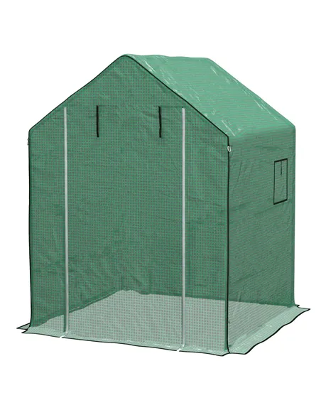 Outsunny Greenhouse Cover Replacement Walk-in PE Hot House Cover with Roll-up Door and Windows, 140 x 143 x 190cm, Green