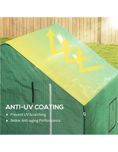 Outsunny Greenhouse Cover Replacement Walk-in PE Hot House Cover with Roll-up Door and Windows, 140 x 143 x 190cm, Green