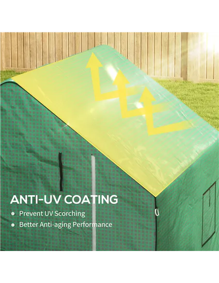 Outsunny Greenhouse Cover Replacement Walk-in PE Hot House Cover with Roll-up Door and Windows, 140 x 143 x 190cm, Green
