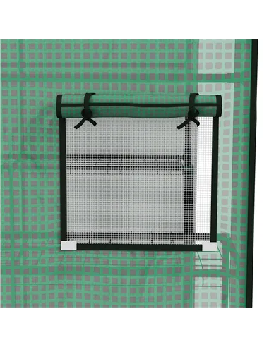 Outsunny Greenhouse Cover Replacement Walk-in PE Hot House Cover with Roll-up Door and Windows, 140 x 143 x 190cm, Green