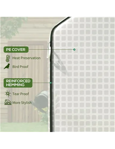 Outsunny Greenhouse Cover Replacement Walk-in PE Hot House Cover with Roll-up Door and Windows, 140 x 143 x 190cm, White