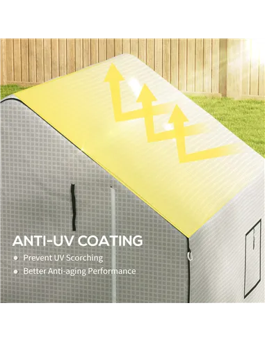 Outsunny Greenhouse Cover Replacement Walk-in PE Hot House Cover with Roll-up Door and Windows, 140 x 143 x 190cm, White