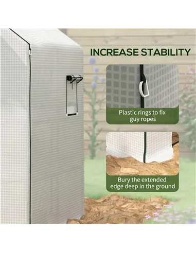Outsunny Greenhouse Cover Replacement Walk-in PE Hot House Cover with Roll-up Door and Windows, 140 x 143 x 190cm, White