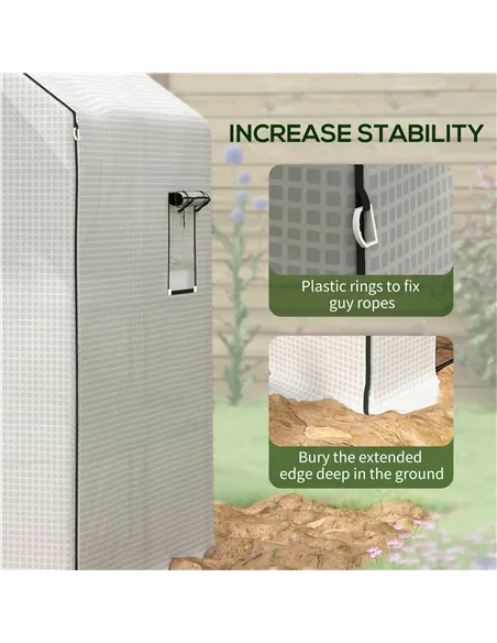 Outsunny Greenhouse Cover Replacement Walk-in PE Hot House Cover with Roll-up Door and Windows, 140 x 143 x 190cm, White