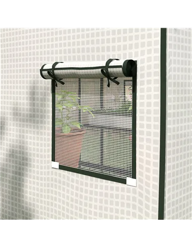 Outsunny Greenhouse Cover Replacement Walk-in PE Hot House Cover with Roll-up Door and Windows, 140 x 143 x 190cm, White