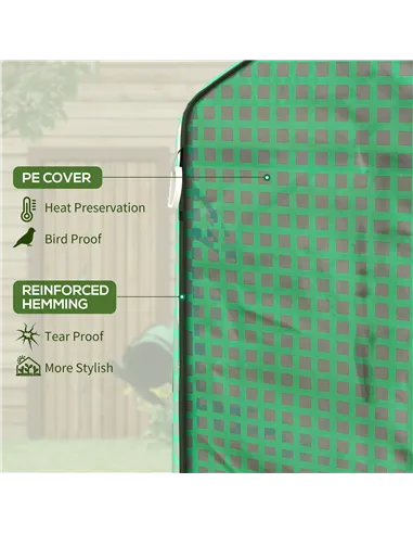 Outsunny Greenhouse Cover Replacement Walk-in PE Hot House Cover with Roll-up Door and Windows, 140 x 73 x 190cm, Green